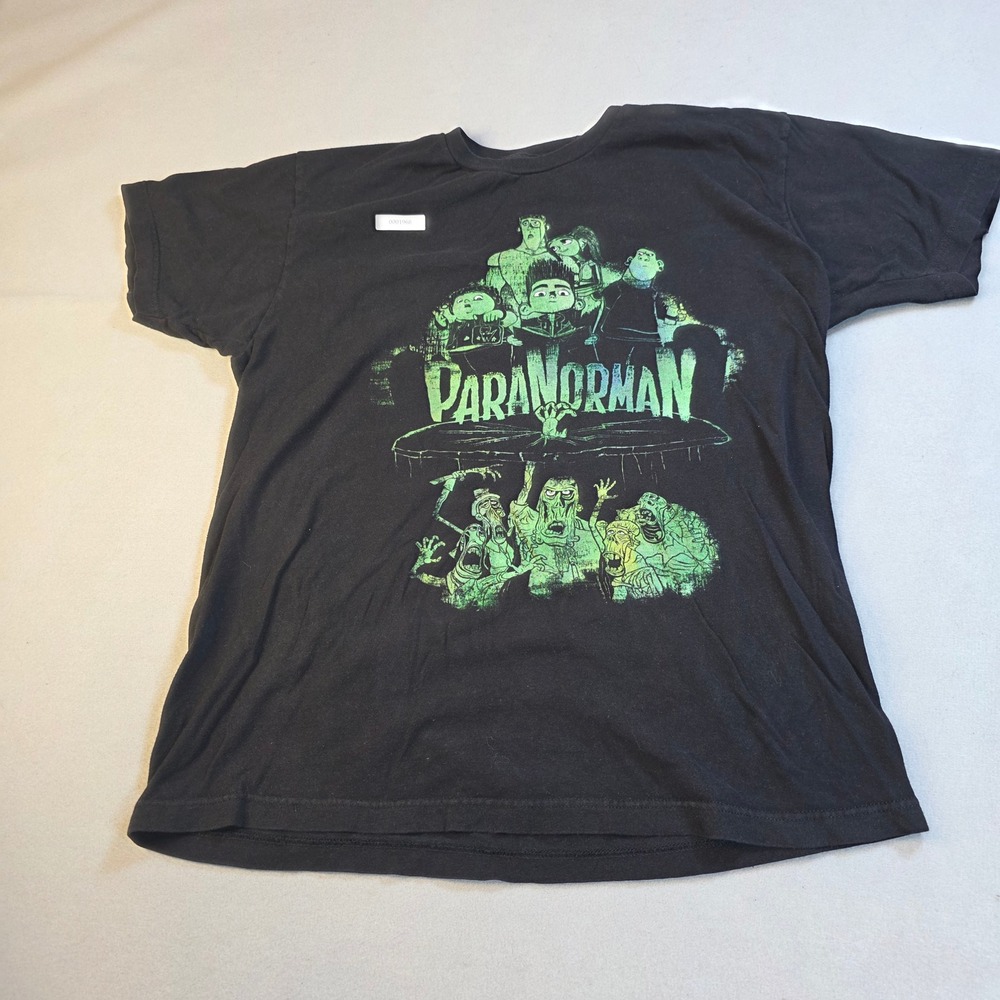 Laika ParaNorman Movie Graphic T-Shirt Black Green Thrashed Distressed Mens L